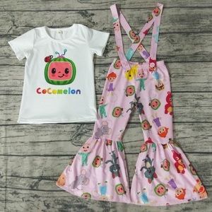 Cocomelon cute pink romper pants set